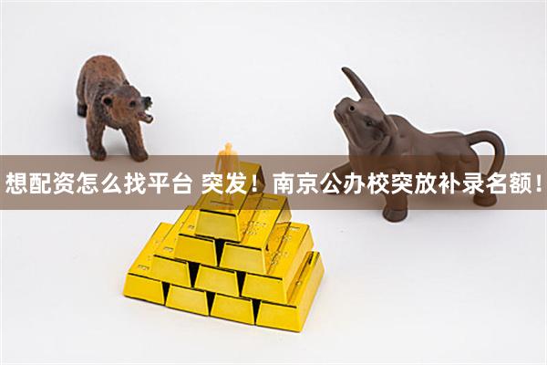 想配资怎么找平台 突发！南京公办校突放补录名额！
